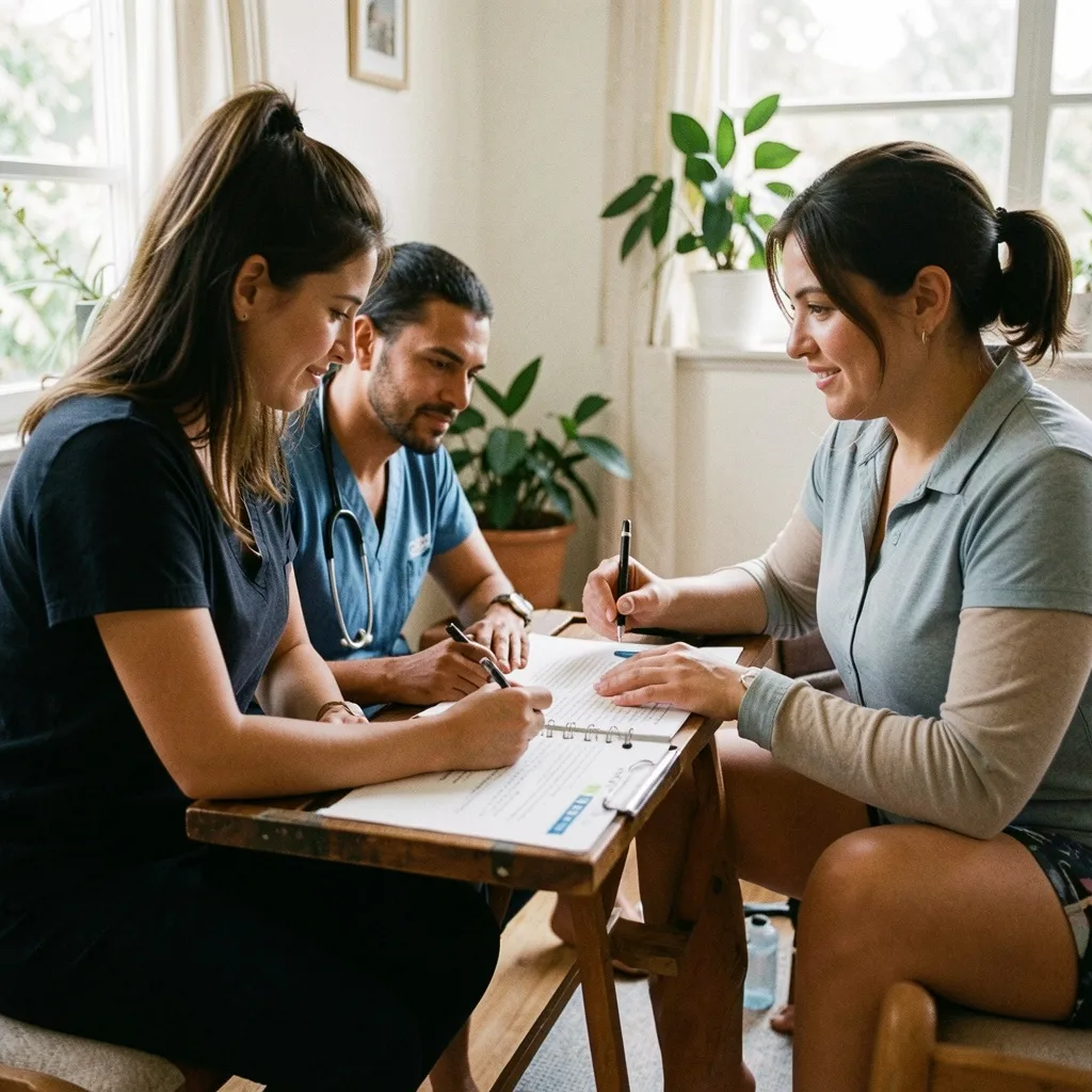 Minimal desk surface with documents and a tablet